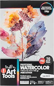 BLOC DE DIBUJO, 300GR, 10 HOJAS, PARA ACUARELAS, TAMAÑO 229X305MM IND-0573